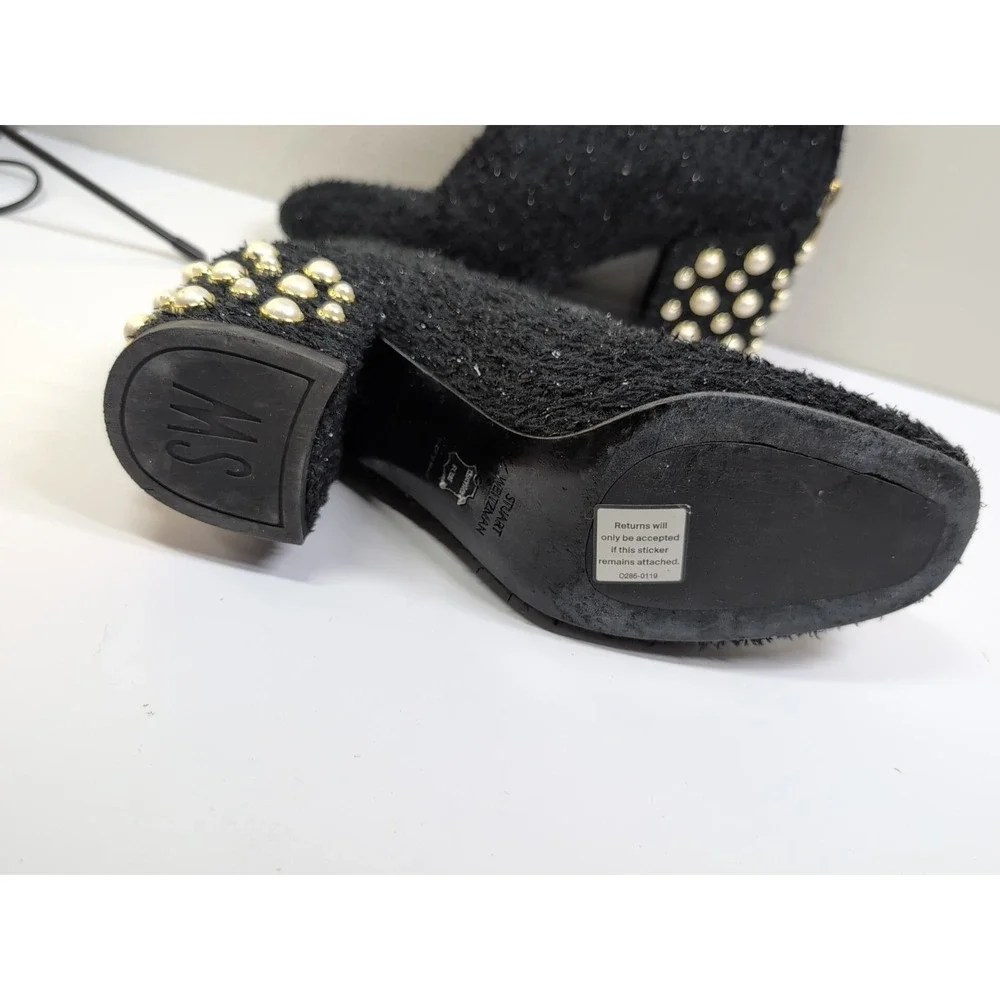 Stuart Weitzman Pearl Bacari Black Velvet Booties Size 7.5‎